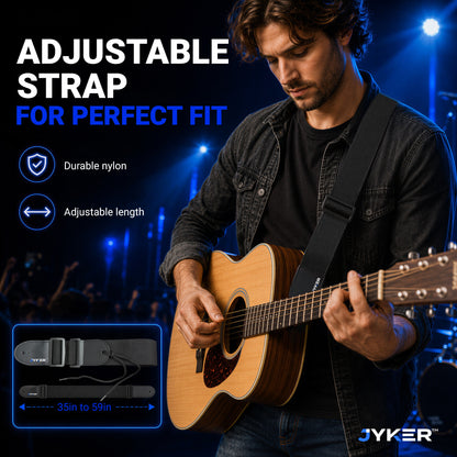 Guitar Accessories Kit for Beginners, 2-in-1 Tuner Pick, 2 Comfort-Grip Capos, Assorted Tone Picks, Adjustable Strap & Pick Holder, Acoustic & Electric Starter Set, Guitar Gift Set - JGAC20S