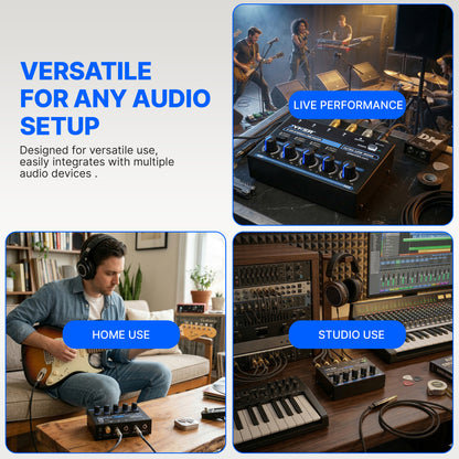 4 Channel Stereo Line Compact Audio Mixer, TS/TRS Line Level Sources, Mono/Stereo Switch, Independent Level Controls, USB-C Powered Low Noise Mixer - JMAMP6